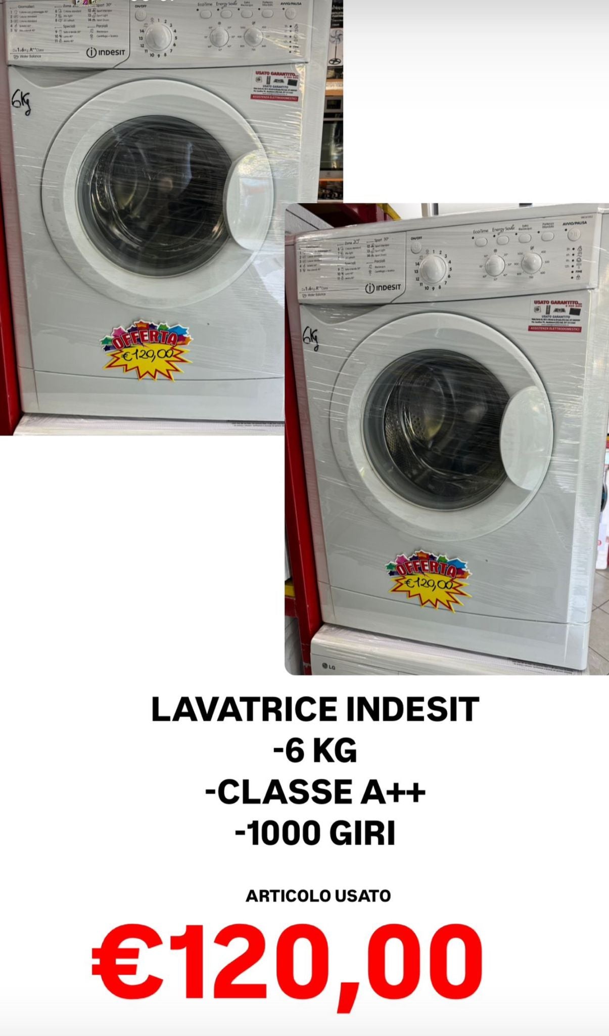 indesit 6kg classe A++